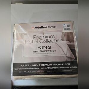 New in packaging King Mueller cream sheet set, 6 piece